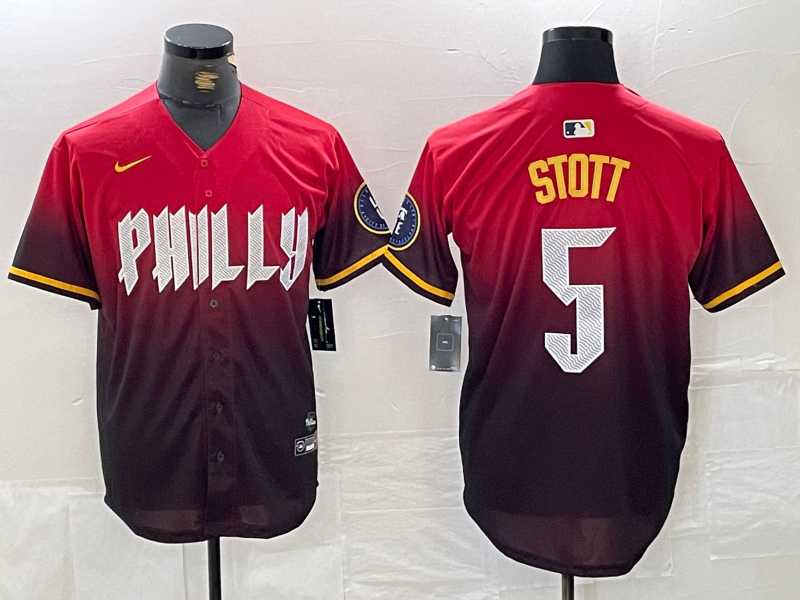 Men%27s Philadelphia Phillies #5 Bryson Stott Red 2024 City Cool Base Jersey